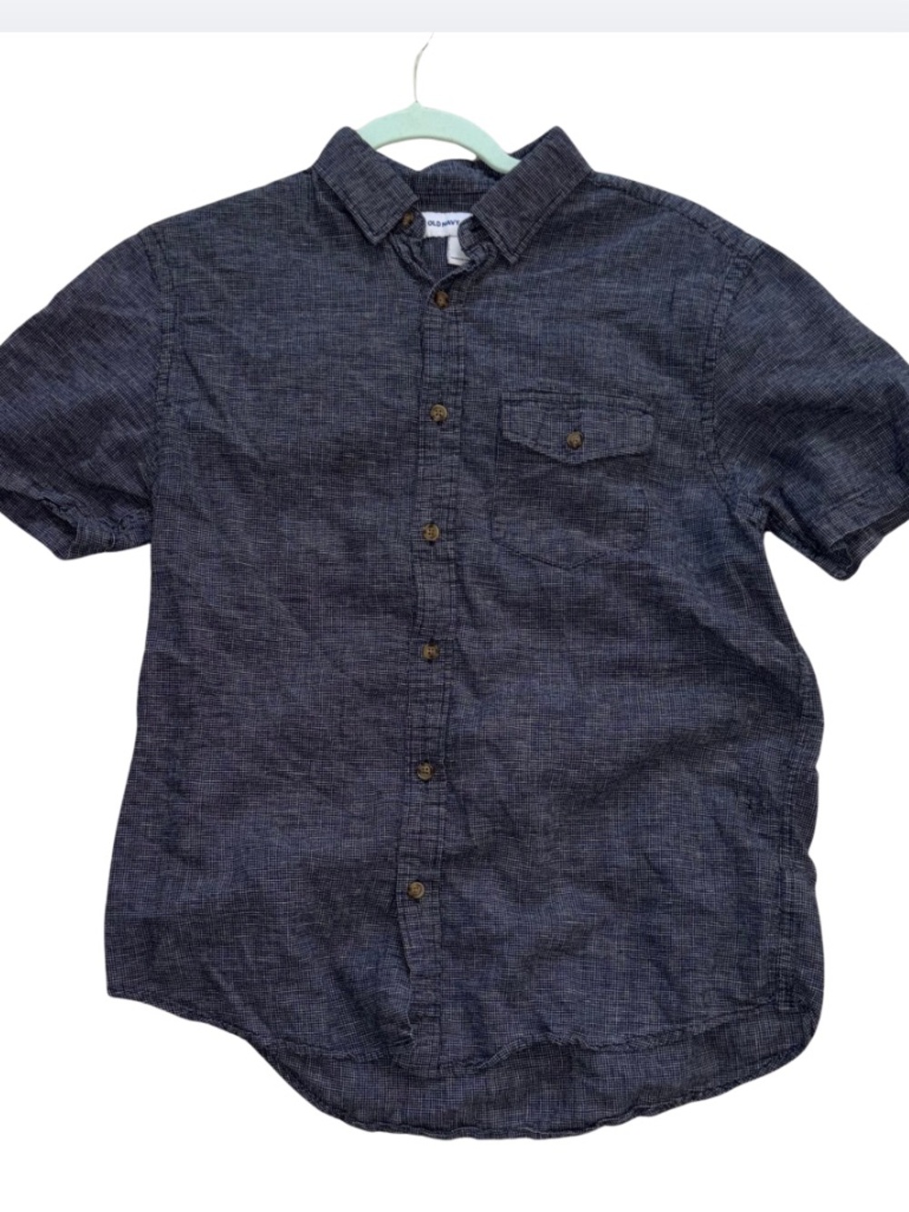 Old Navy Short-Sleeve Button-Down Shirt in Navy Heather